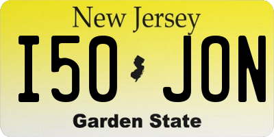 NJ license plate I50JON