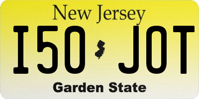 NJ license plate I50JOT