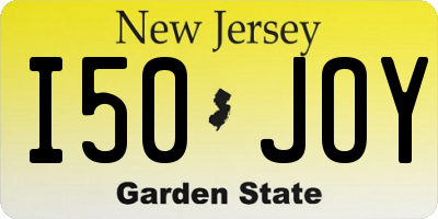 NJ license plate I50JOY