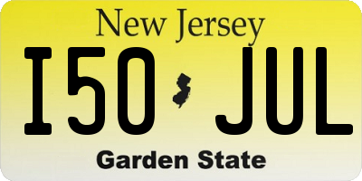 NJ license plate I50JUL