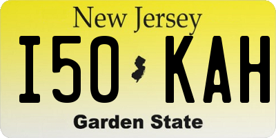NJ license plate I50KAH