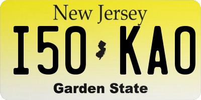 NJ license plate I50KAO