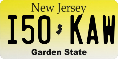 NJ license plate I50KAW
