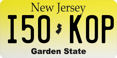 NJ license plate I50KOP