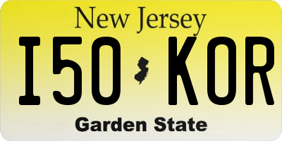 NJ license plate I50KOR