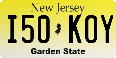 NJ license plate I50KOY