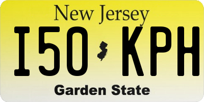 NJ license plate I50KPH