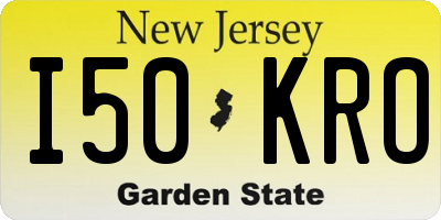 NJ license plate I50KRO