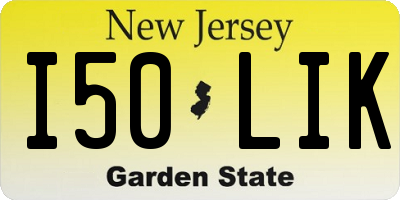 NJ license plate I50LIK
