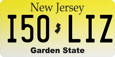 NJ license plate I50LIZ