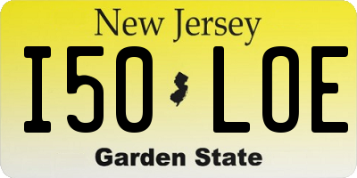 NJ license plate I50LOE