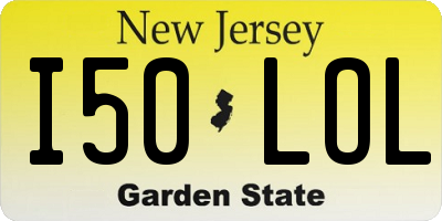 NJ license plate I50LOL