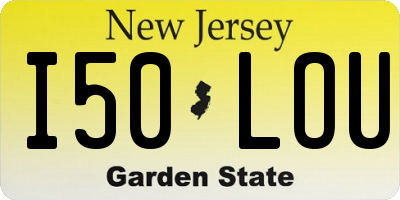 NJ license plate I50LOU
