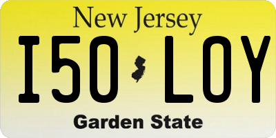NJ license plate I50LOY