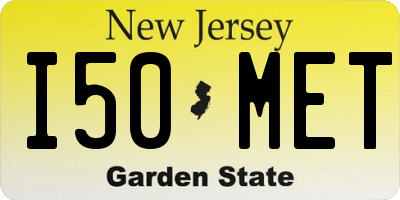 NJ license plate I50MET