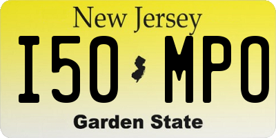 NJ license plate I50MPO