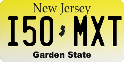NJ license plate I50MXT
