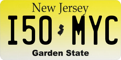NJ license plate I50MYC