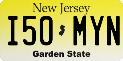 NJ license plate I50MYN