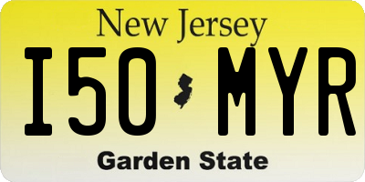 NJ license plate I50MYR