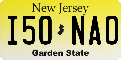 NJ license plate I50NAO