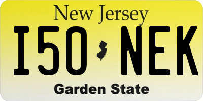 NJ license plate I50NEK