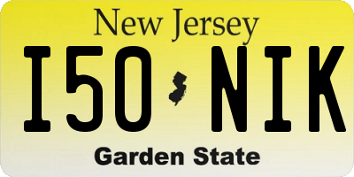 NJ license plate I50NIK