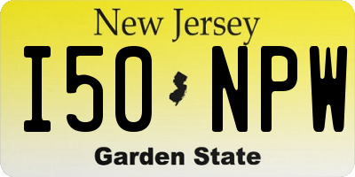 NJ license plate I50NPW