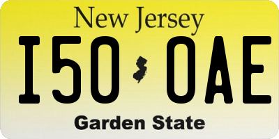 NJ license plate I50OAE