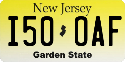 NJ license plate I50OAF