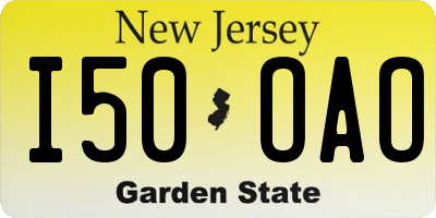 NJ license plate I50OAO