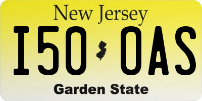 NJ license plate I50OAS