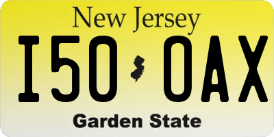 NJ license plate I50OAX