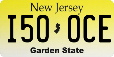NJ license plate I50OCE