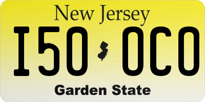 NJ license plate I50OCO