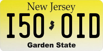 NJ license plate I50OID