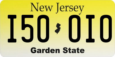 NJ license plate I50OIO