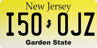 NJ license plate I50OJZ