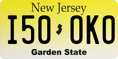 NJ license plate I50OKO