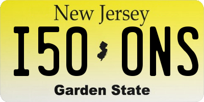 NJ license plate I50ONS
