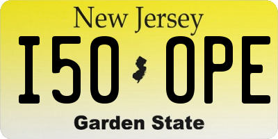 NJ license plate I50OPE
