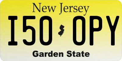 NJ license plate I50OPY