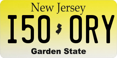 NJ license plate I50ORY