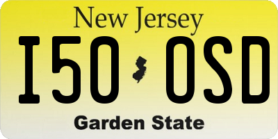 NJ license plate I50OSD