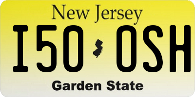 NJ license plate I50OSH