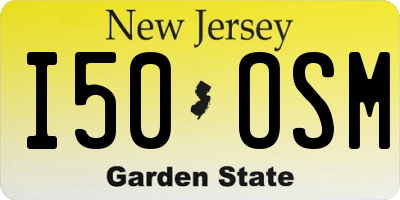 NJ license plate I50OSM