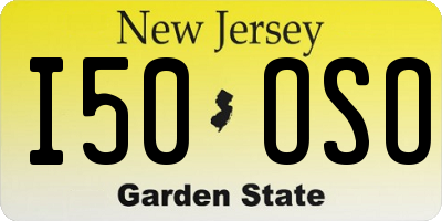 NJ license plate I50OSO