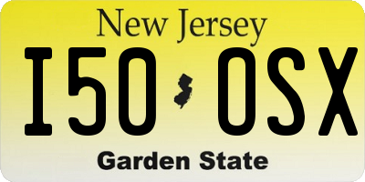NJ license plate I50OSX