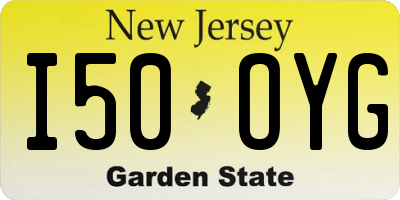 NJ license plate I50OYG