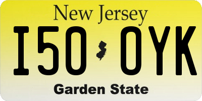 NJ license plate I50OYK